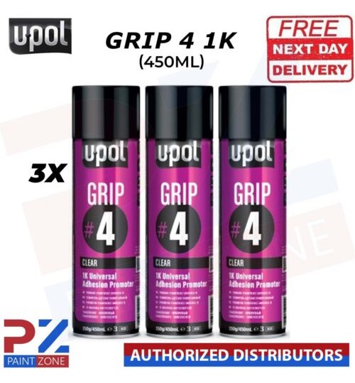 3x Upol GRIP#4 Universal Adhesion Promoter Aerosol - 450ml