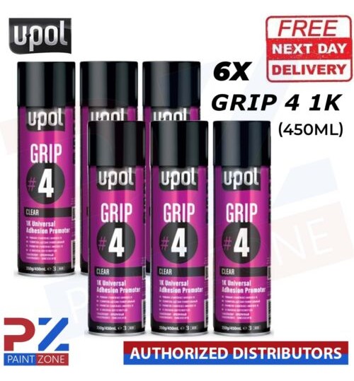 6x Upol GRIP#4 Universal Adhesion Promoter Aerosol - 450ml