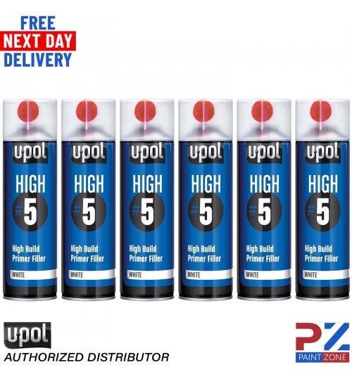 6X UPOL HIGH BUILD HIGH #5 PRIMER 450ML AEROSOL U-POL - WHITE