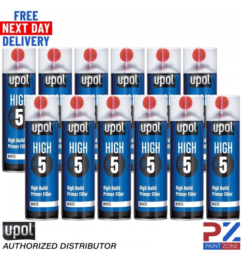 12X UPOL HIGH BUILD HIGH #5 PRIMER 450ML AEROSOL U-POL - WHITE