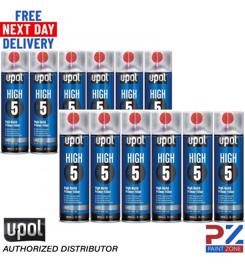 12X UPOL HIGH BUILD HIGH #5 PRIMER 450ML AEROSOL U-POL - GREY