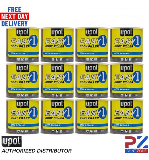 12X UPOL EASY 1 BODY FILLER 3L - DEEP FILL CAR BODY FILLER BIG SMOOTH EASY