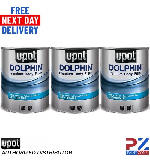 3 X U-POL DOLPHIN PREMIUM DEEP BODY FILLER 3LTR FOR DEEP REPAIRS ULTRA FINE