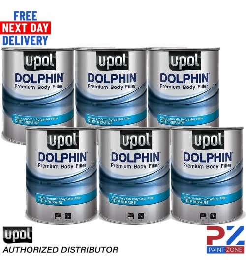6 X U-POL DOLPHIN PREMIUM DEEP BODY FILLER 3LTR FOR DEEP REPAIRS ULTRA FINE