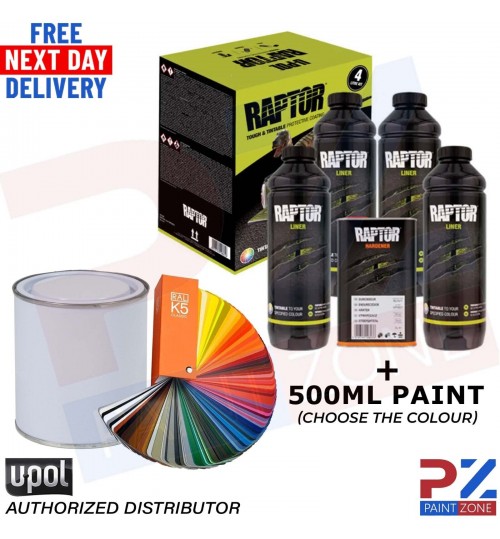UPOL RAPTOR Tintable 4 Bottles KIT 3.8L + PAINT 500ml (Choose The Colour)