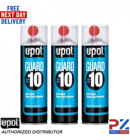3 x U-POL GUARD #10 Gravi-Guard Stone Chip Protector 450ml Aerosol Black