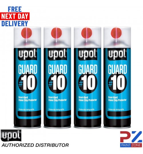 4 x U-POL GUARD #10 Gravi-Guard Stone Chip Protector 450ml Aerosol Black