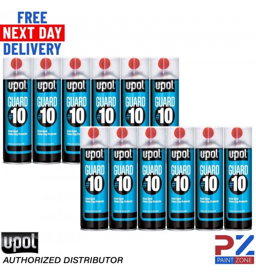 12 x U-POL GUARD #10 Gravi-Guard Stone Chip Protector 450ml Aerosol Black