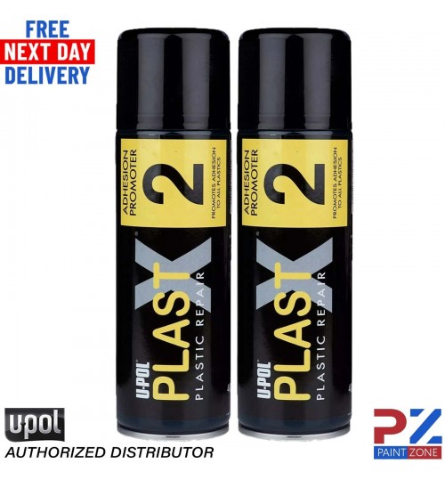 2 x U-POL PLASTX2 - ADHESION PROMOTER - 400ml PLASTIC REPAIR