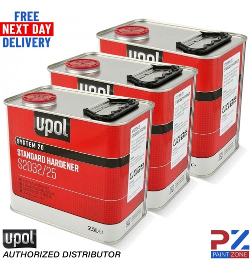 3 x U-POL SYSTEM 20 STANDARD HARDENER S2032/25 FOR PAINT PRIMER LACQUER 2.5 LTR