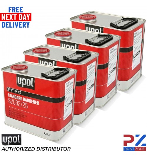 4 x U-POL SYSTEM 20 STANDARD HARDENER S2032/25 FOR PAINT PRIMER LACQUER 2.5 LTR