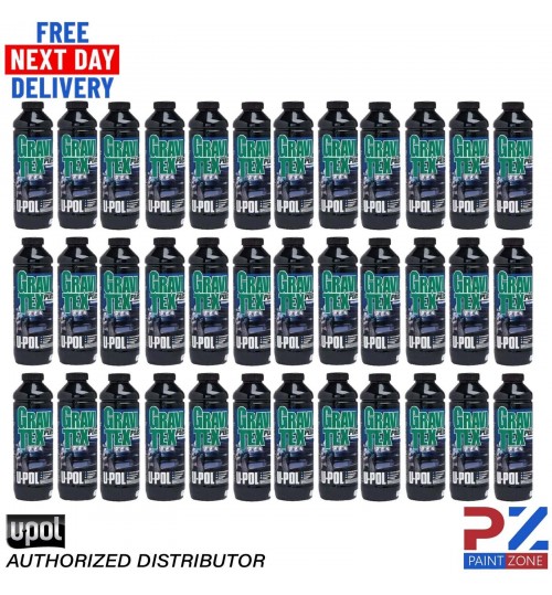 36 X U-POL GRAVITEX PLUS HS STONE CHIP COATING UPOL, PROTECTER 1L - BLACK