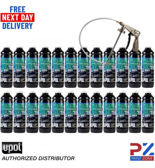 24X U-POL GRAVITEX PLUS HS STONE CHIP COATING PROTECTER 1L WHITE WITH GUN