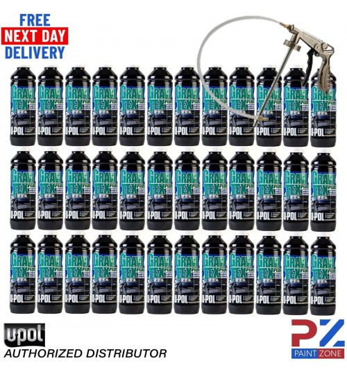 36X U-POL GRAVITEX PLUS HS STONE CHIP COATING PROTECTER 1L WHITE WITH GUN