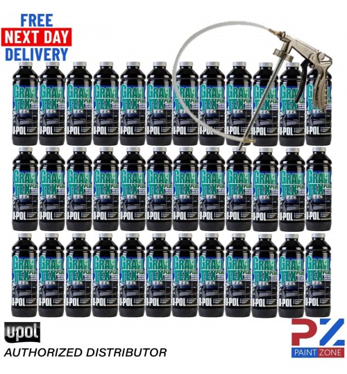 36X U-POL GRAVITEX PLUS HS STONE CHIP COATING UPOL, PROTECTER 1L WITH GUN -GREY