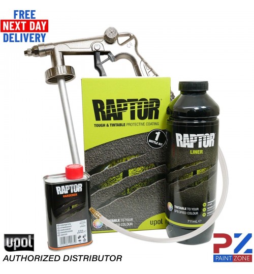 UPOL Raptor TINTABLE Truck Bed Liner 1 Bottle 0.95L Kit U-POL + Applicator Gun
