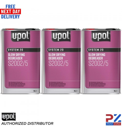 3X U-POL SYSTEM 20 S2002/5 SLOW PANELWIPE DEGREASER 5L Panel wipe Upol