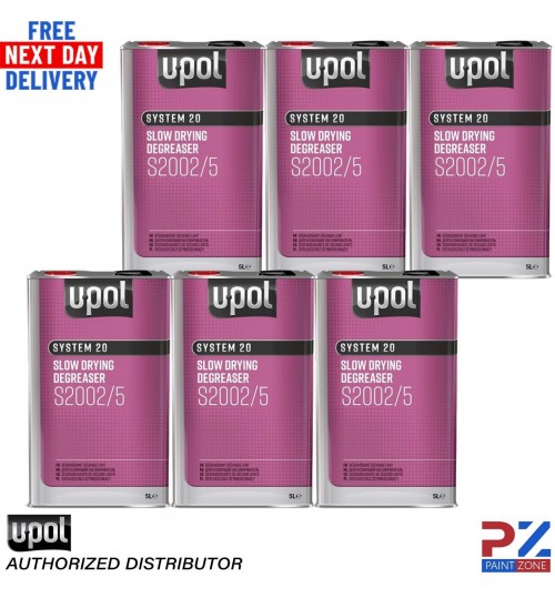 6X U-POL SYSTEM 20 S2002/5 SLOW PANELWIPE DEGREASER 5L Panel wipe Upol