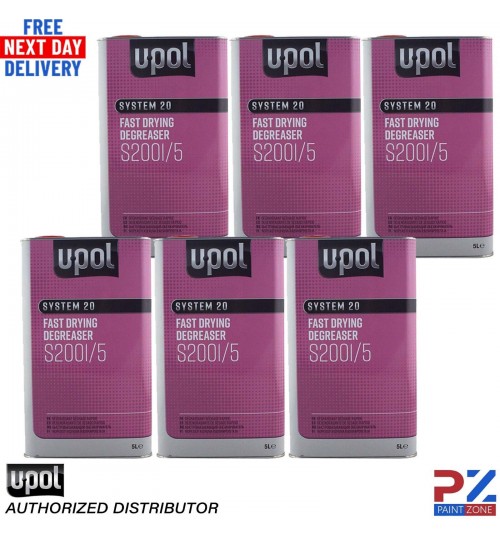 6X U-POL SYSTEM 20 S2001/5 FAST PANELWIPE DEGREASER 5L Panel wipe Upol
