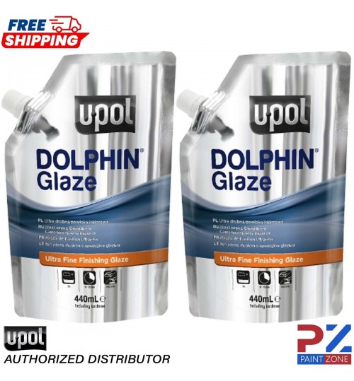 2x U-POL Dolphin Glaze 440ml Self Levelling Glazing Putty UPOL