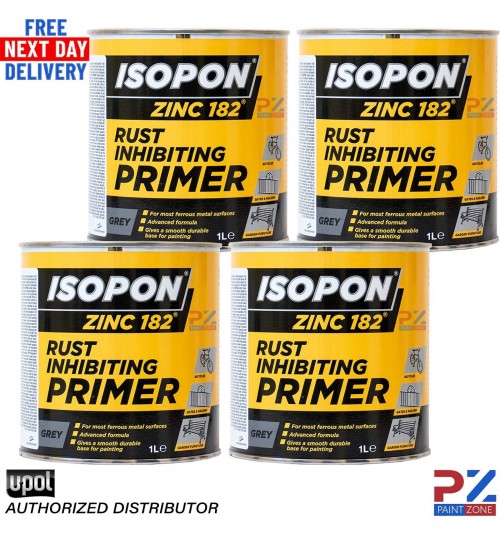 4X U-POL DAVIDS ISOPON ZINC 182 Rust Inhibiting Primer 1k 1L Z182/1 UPOL