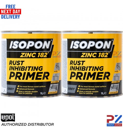 2X U-POL DAVIDS ISOPON ZINC 182 Rust Inhibiting Primer 1k 1L Z182/1 UPOL