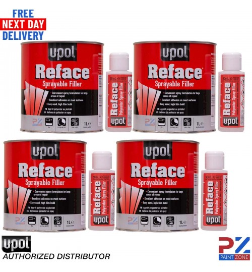 4X U-pol Reface Polyester Spray Filler 1 Litre with Hardener