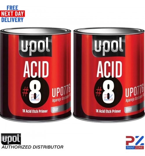 2X U-POL ACID 8 SELF ETCH 1K PRIMER GREY 1LTR - FREE NEXT DAY DELIVERY