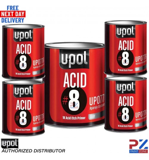 5X U-POL ACID 8 SELF ETCH 1K PRIMER GREY 1LTR - FREE NEXT DAY DELIVERY