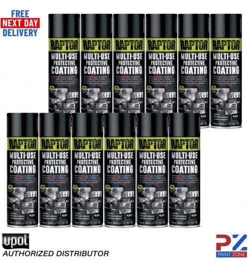 12X UPOL RAPTOR 1K MULTI-USE RMUB/AL PROTECTIVE COATING AEROSOL 450ML - BLACK