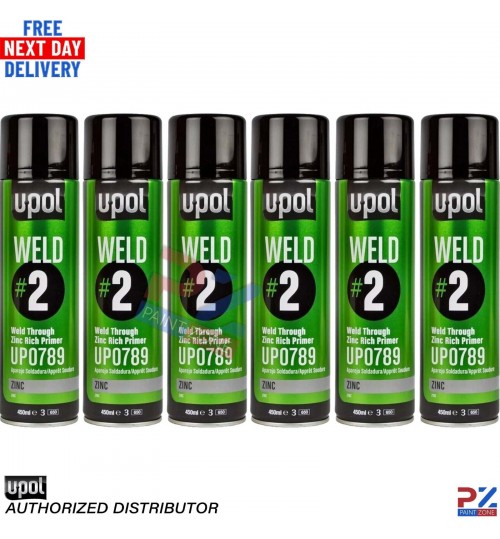 6X U-POL WELD/AL WELD#2 Weld ZINC RICH Through Primer Rich Aerosol 450ML PRIMER
