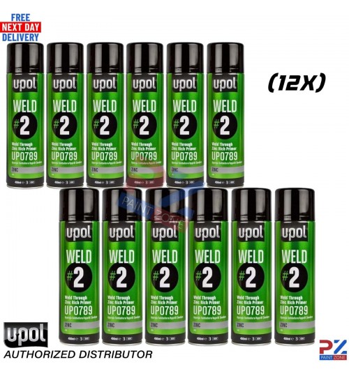 12X U-POL WELD/AL WELD#2 Weld ZINC RICH Through Primer Rich Aerosol 450ML PRIMER