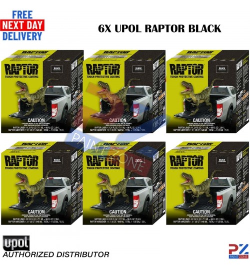 6 X UPOL 3.8L RAPTOR TRUCK BED LINER KITS * 22.8LTR DEAL / 24 BOTTLES - BLACK