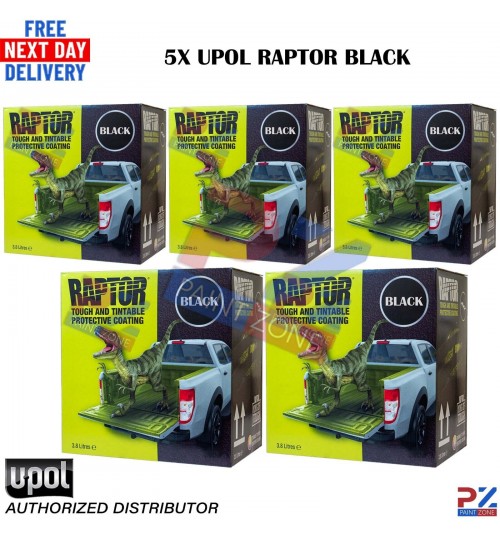 5 X UPOL 3.8L RAPTOR TRUCK BED LINER KITS * 19LTR DEAL / 20 BOTTLES - BLACK