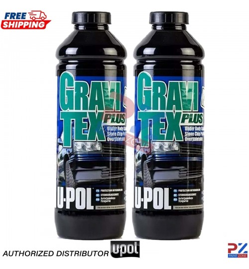 2-Pack U-POL Gravitex Plus 1L – Black Stone Chip Coating, Heavy Duty Protection