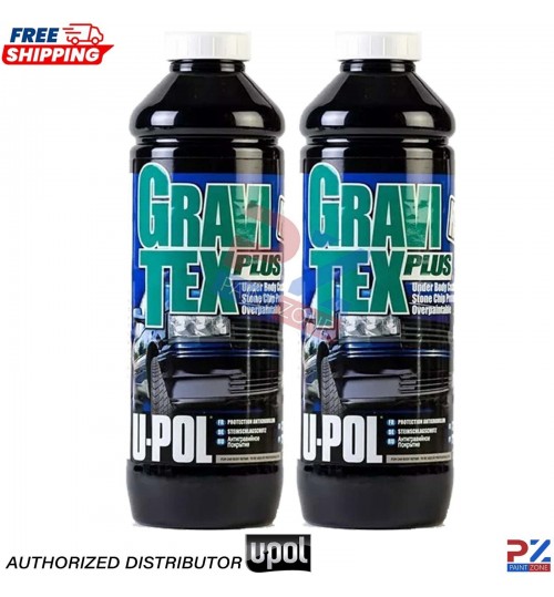 2-Pack U-POL Gravitex Plus 1L – White Stone Chip Coating, Heavy Duty Protection