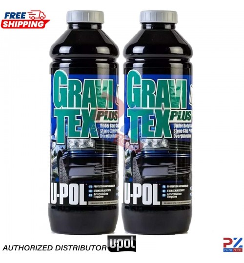 U-POL 2-Pack Gravitex Plus 1L – Grey Heavy Duty Stone Chip Coating & Protector