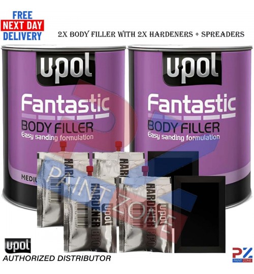 2 X U-POL FANTASTIC POLYESTER CAR BODY FILLER 3LTR UPOL FANT/3 WITH BPO HARDENER