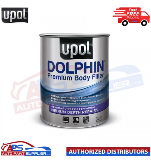 U-POL DOLPHIN PREMIUM BODY FILLER ADVANCE ULTRA FINE MEDIUM DEPTH REPAIRS 3 LTR
