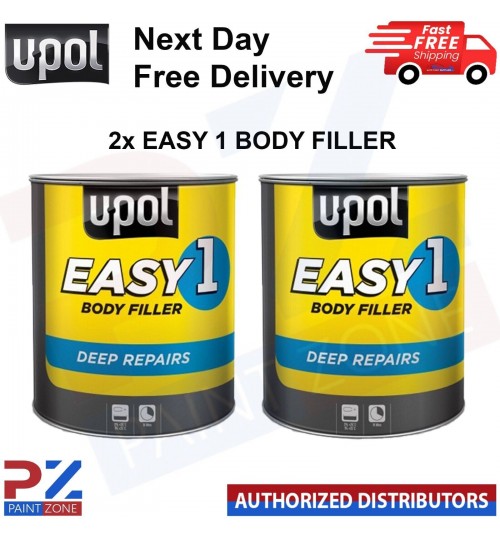 2X UPOL EASY 1 BODY FILLER DEEP FILL CAR BODY FILLER BIG SMOOTH EASY SAND 3L