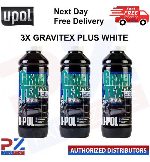 3 X U-POL GRAVITEX PLUS HS STONE CHIP COATING UPOL, PROTECTER 1L - WHITE