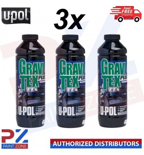 3 X U-POL GRAVITEX PLUS HS STONE CHIP COATING UPOL, PROTECTER 1L - BLACK