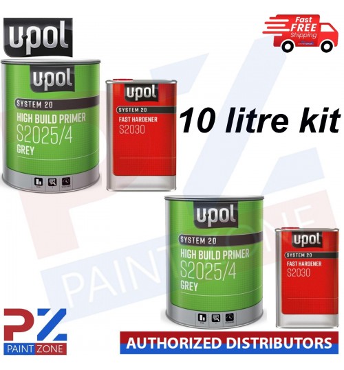 2x U-POL HS High Build Primer Filler S2025 with fast hardener s2030 GREY 10L KIT