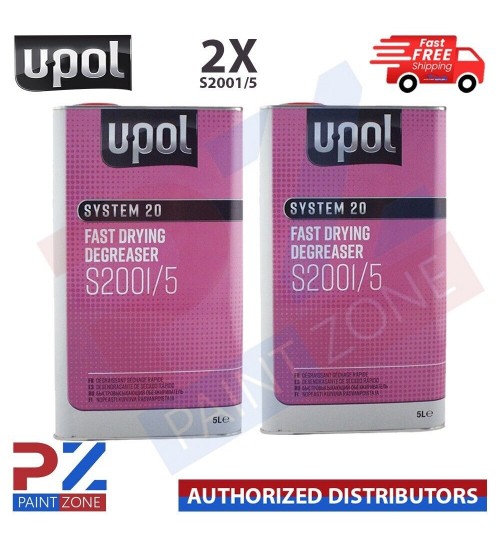 2 X U-POL SYSTEM 20 FAST DRYING DEGREASER S2001/5 PANEL WIPE Upol 5 LITRE