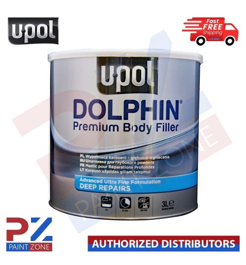 U-POL DOLPHIN PREMIUM BODY FILLER ADVANCED ULTRA FINE DEEP REPAIRS 3 LITRE