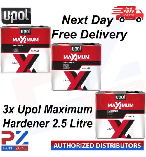 3x U-POL MAXIMUM HARDENER 2.5 LITRE MXMH/25 - WITH - NEXT DAY FREE DELIVERY