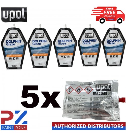 5X - U-POL DOLPHIN GLAZE 440ML FREE NEXT DAY DELIVERY + HARDENER TUBES