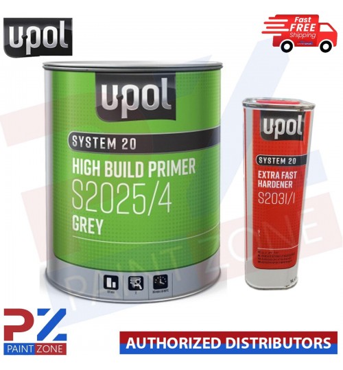 UPOL HIGH BUILD PRIMER S2025/4 GREY - WITH EXTRA FAST HARDENER S2031/1 5L KIT