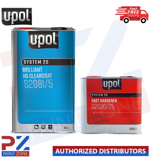 UPOL BRILLIANT HS CLEARCOAT S2081/5 5L WITH S2030/25 FAST HARDENER 2.5L 7.5L KIT