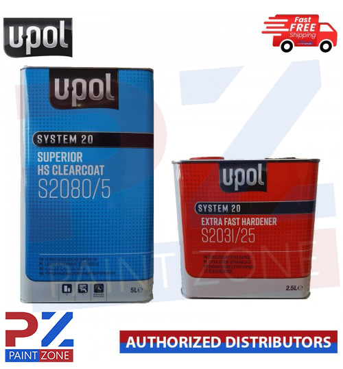 UPOL SUPERIOR HS CLEARCOAT S2080/5 5L -WITH 2.5L S2031/25 FAST HARDENER 7.5L KIT